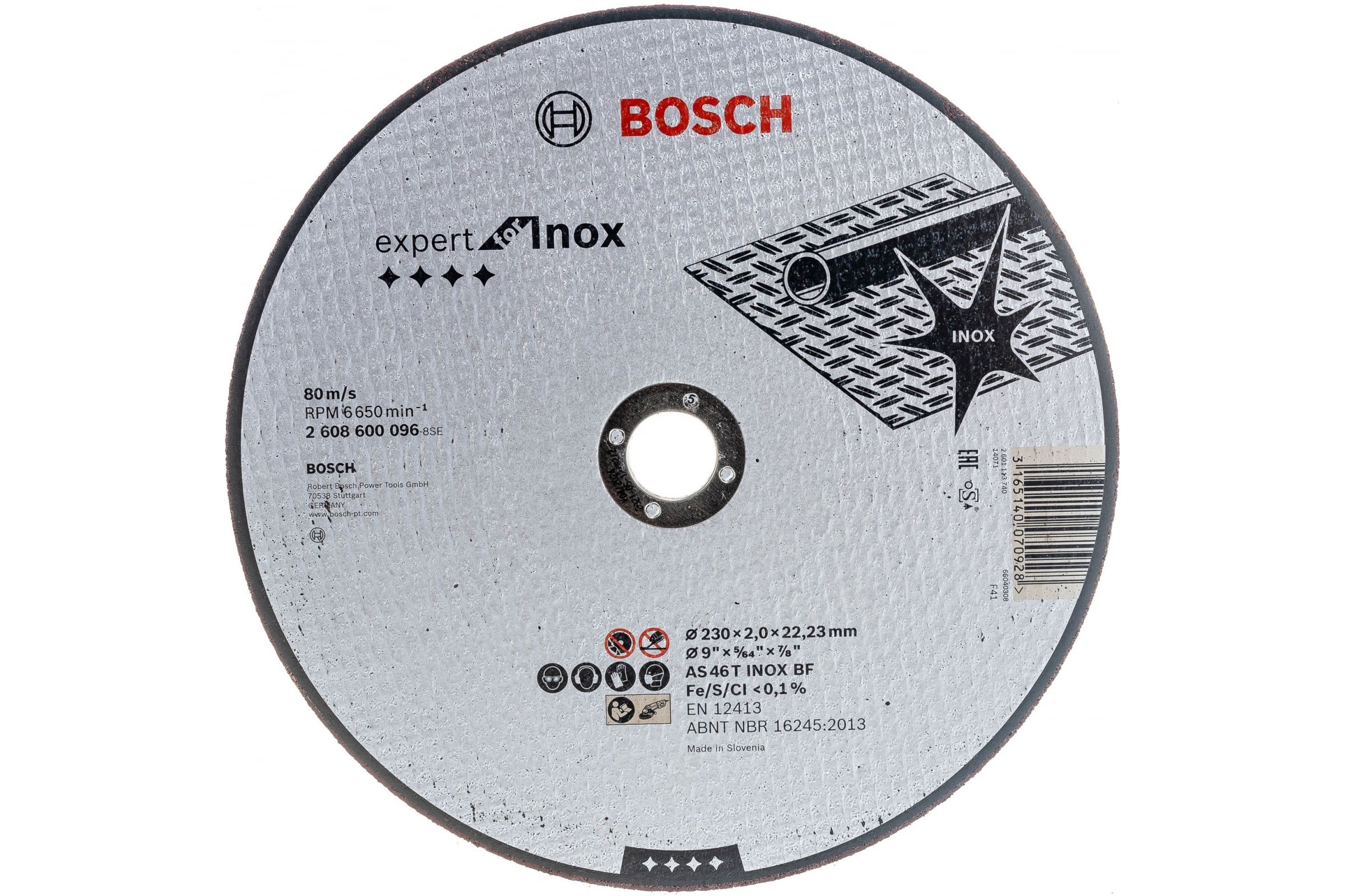 Круг отрезной по нержавеющей стали 230х2х22,23мм Bosch Expert for Inox AS 46 T INOX BF